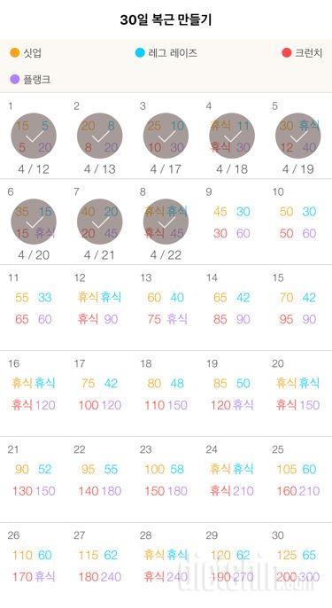 30일 복근 만들기 8일차 성공!