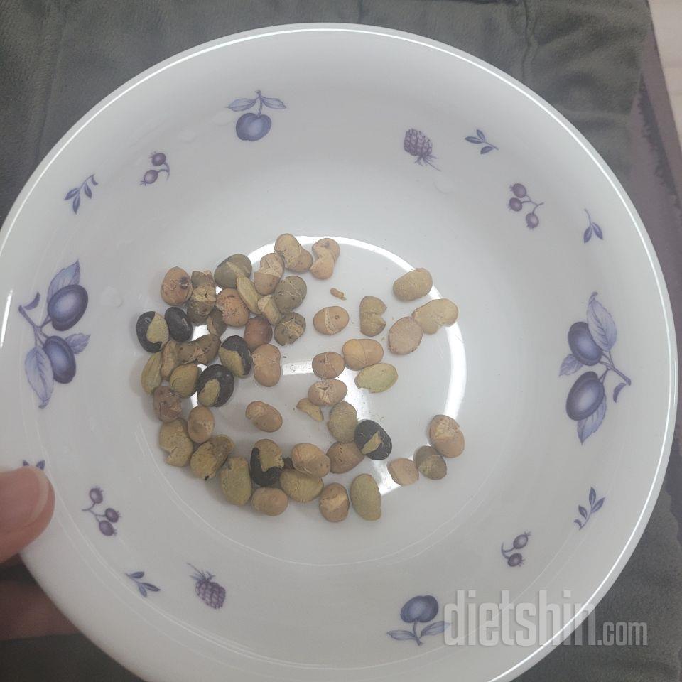 갯수 세어보려고 접시에 부어서 먹었는