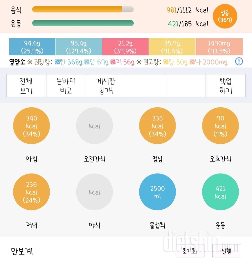 30일 하루 2L 물마시기 1일차 성공!