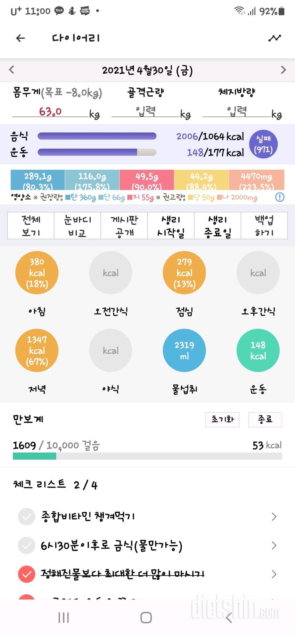 오늘은 식단 실패 ㅠㅠ