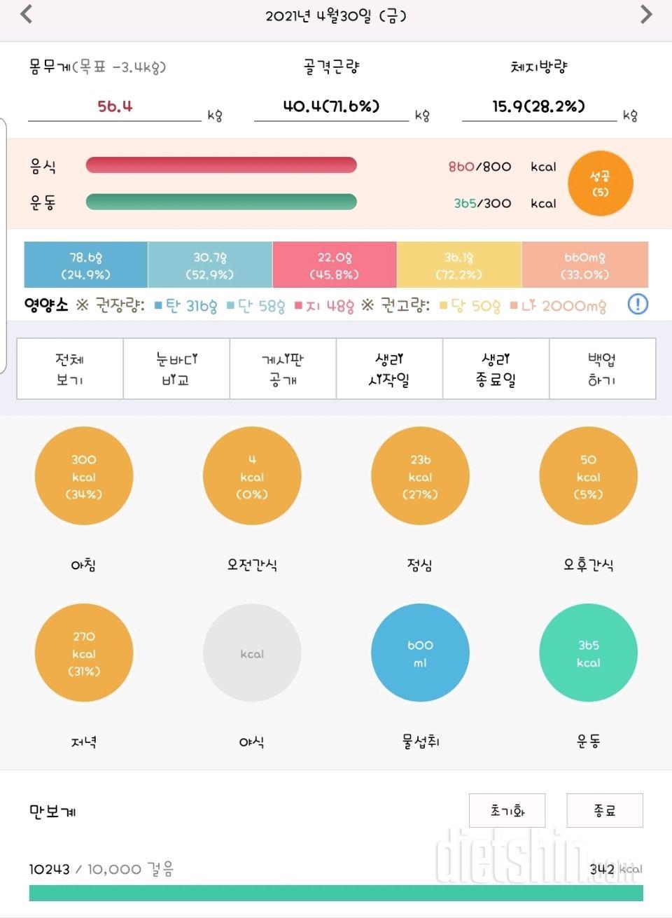 30일 1,000kcal 식단 8일차 성공!