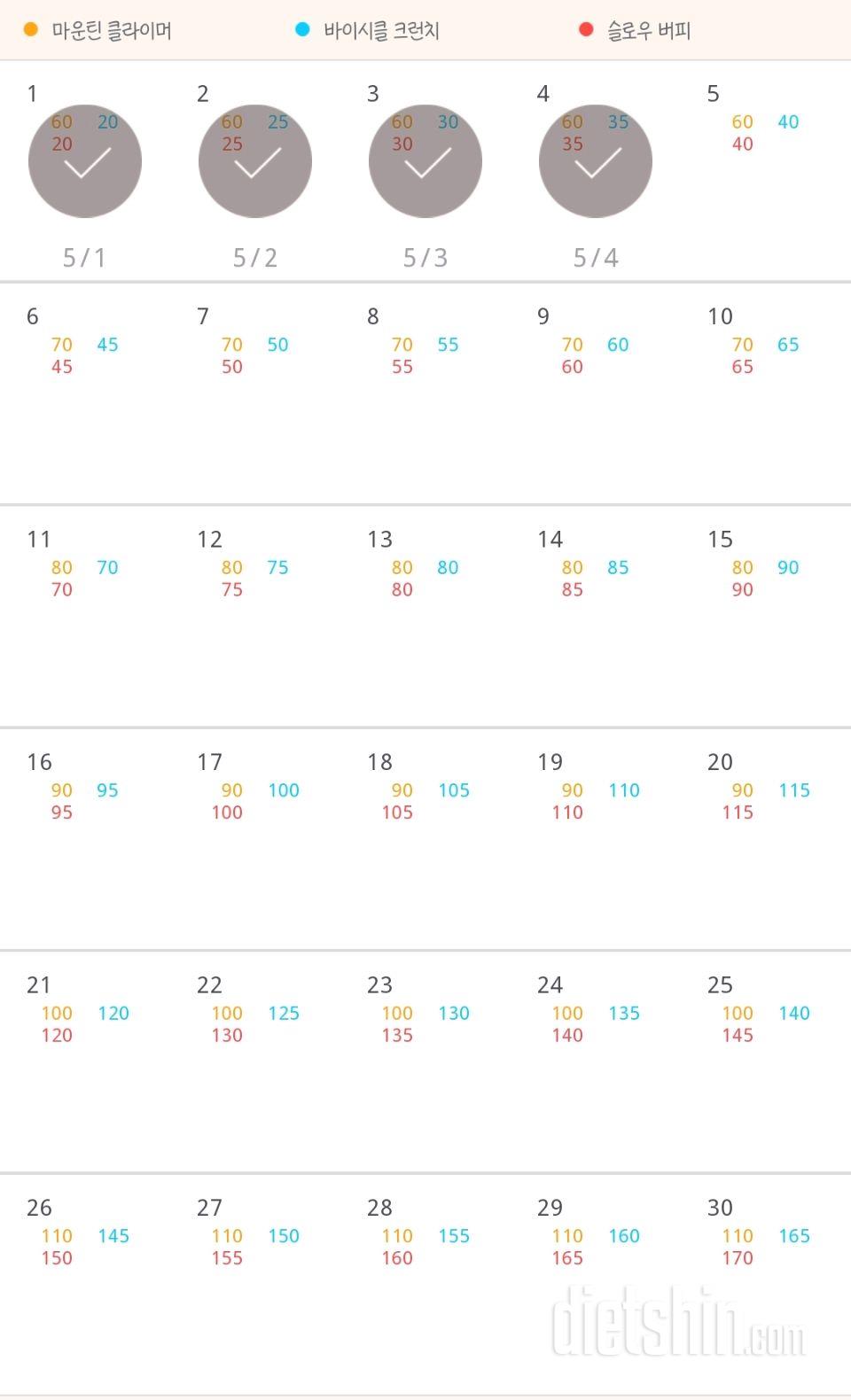 30일 유산소 운동 4일차 성공!