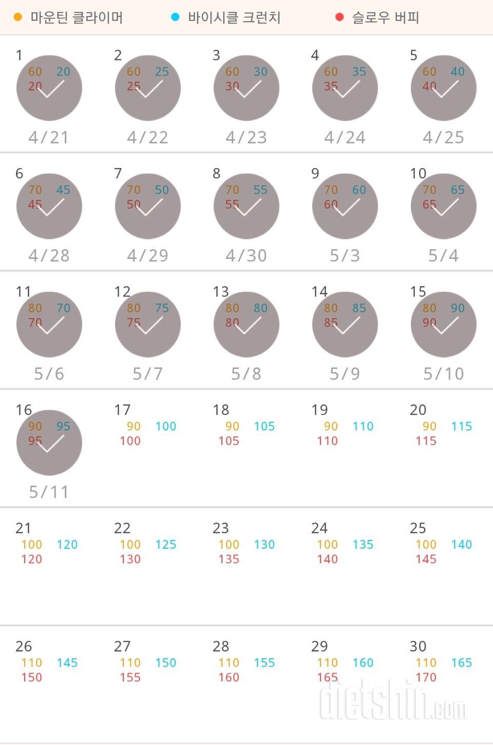 30일 유산소 운동 16일차 성공!