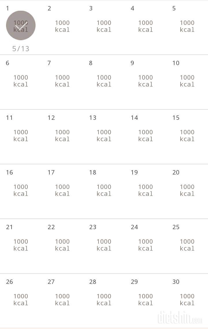 30일 1,000kcal 식단 1일차 성공!