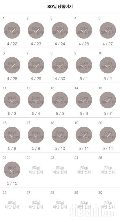 30일 당줄이기 21일차 성공!