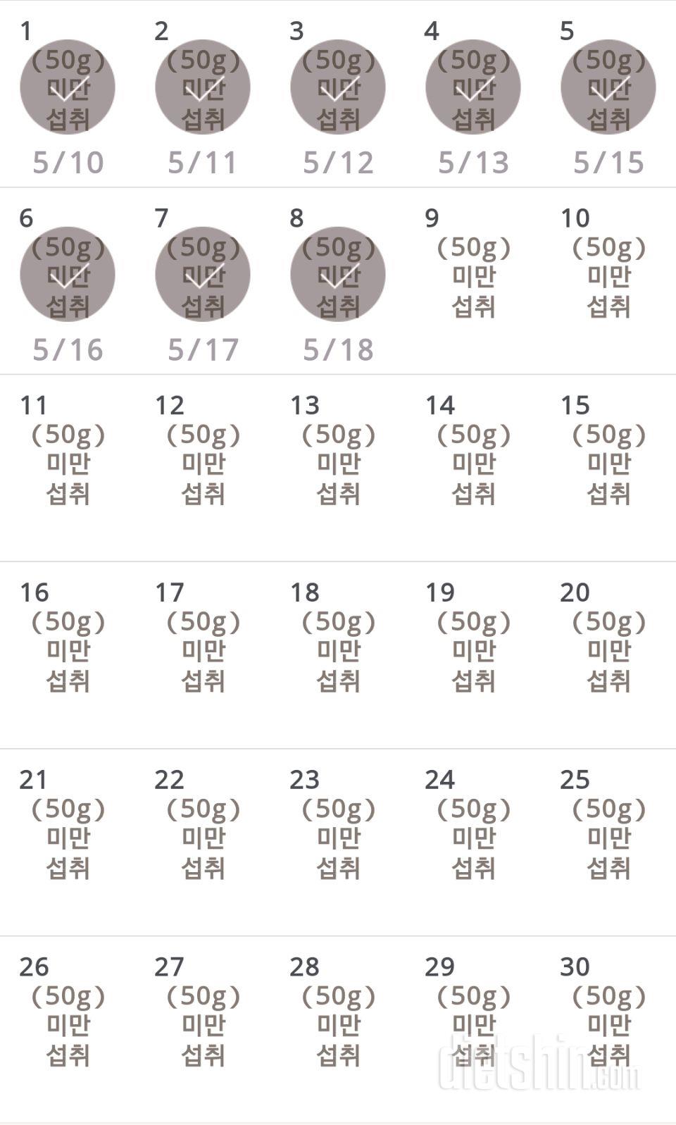 30일 당줄이기 8일차 성공!