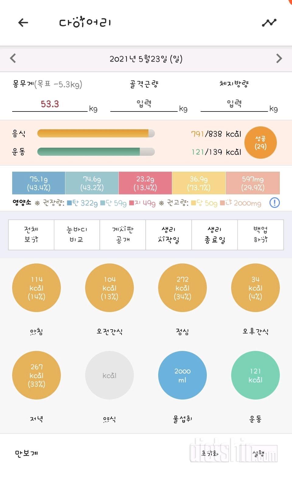 30일 당줄이기 2일차 성공!