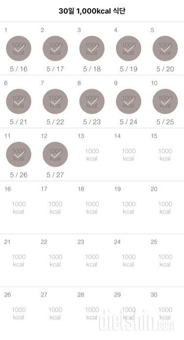 30일 1,000kcal 식단 12일차 성공!