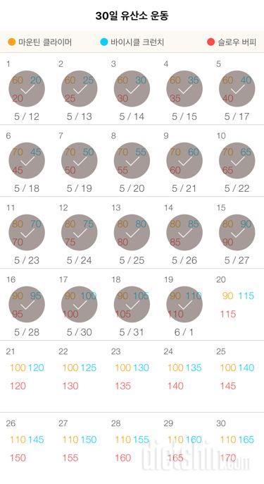 30일 유산소 운동 19일차 성공!