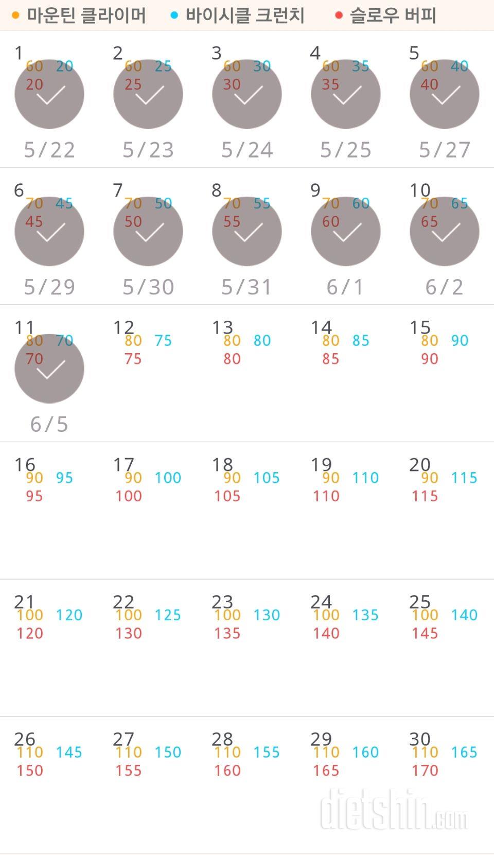 30일 유산소 운동 11일차 성공!