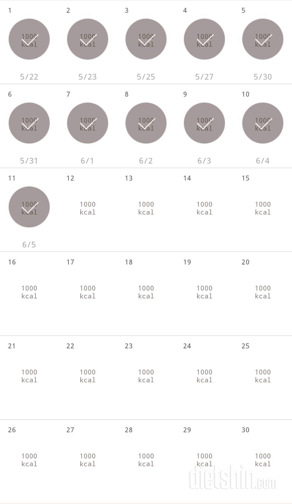 30일 1,000kcal 식단 11일차 성공!