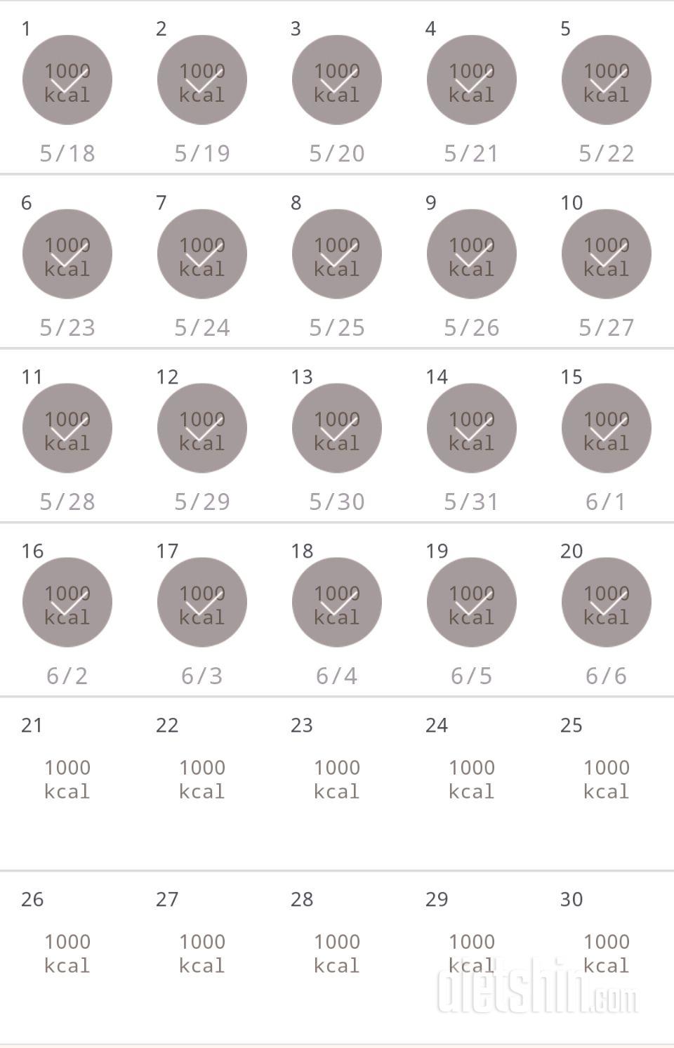 30일 1,000kcal 식단 20일차 성공!