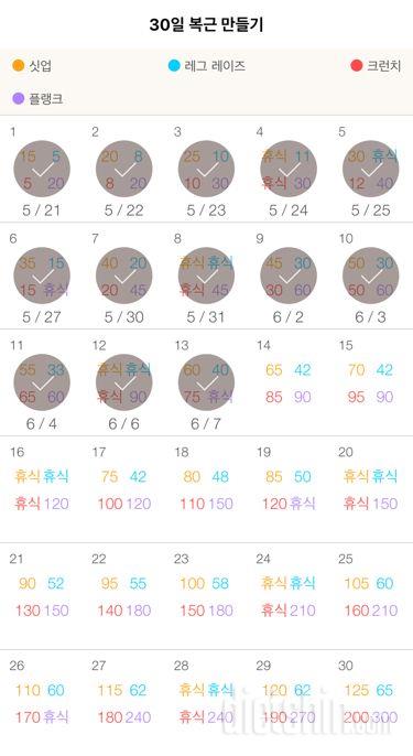 30일 복근 만들기 43일차 성공!