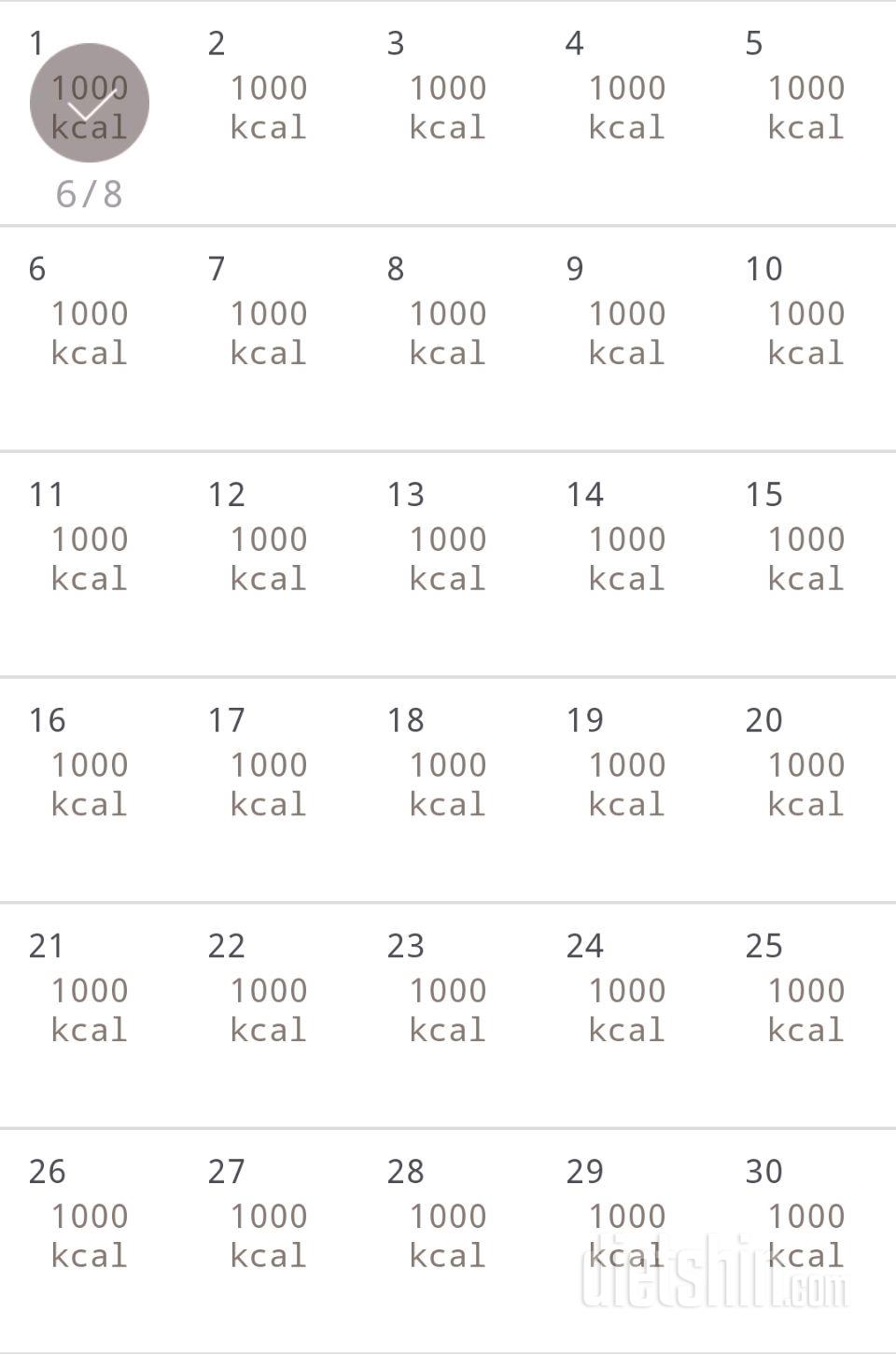 30일 1,000kcal 식단 1일차 성공!