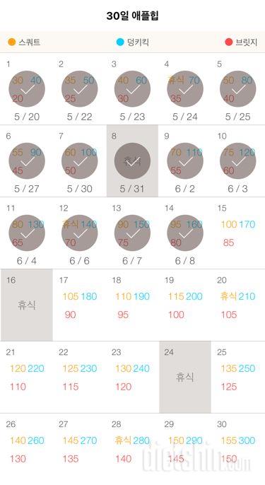 30일 애플힙 14일차 성공!