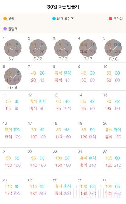 30일 복근 만들기 6일차 성공!