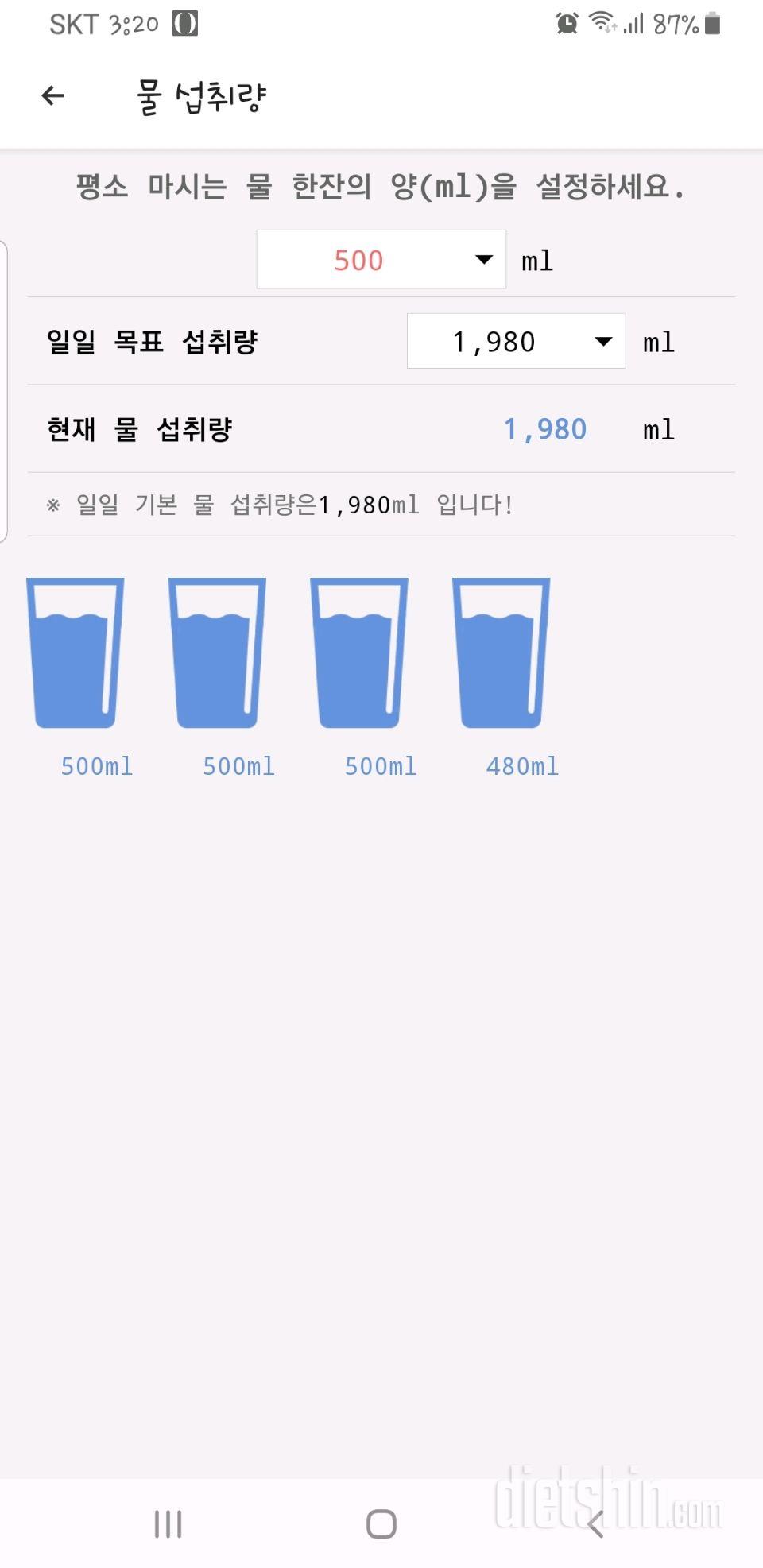 30일 하루 2L 물마시기 110일차 성공!