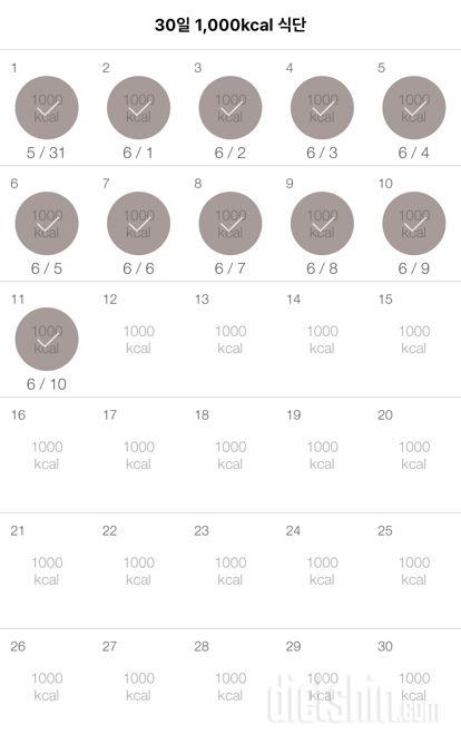 30일 1,000kcal 식단 11일차 성공!