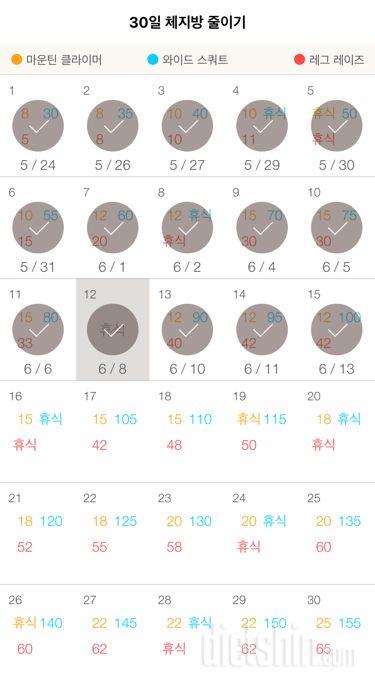 30일 체지방 줄이기 15일차 성공!