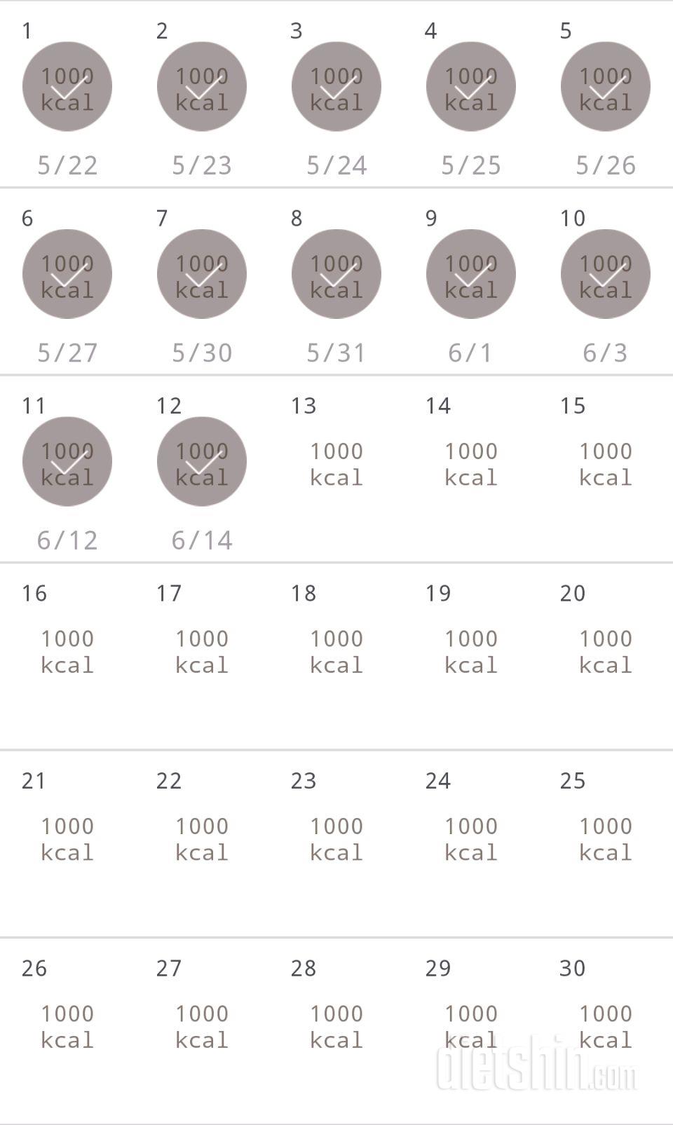 30일 1,000kcal 식단 12일차 성공!