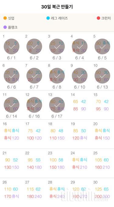 30일 복근 만들기 13일차 성공!