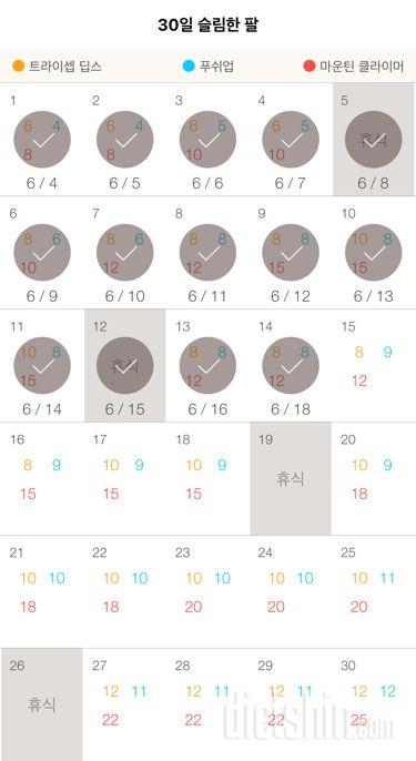 30일 슬림한 팔 14일차 성공!