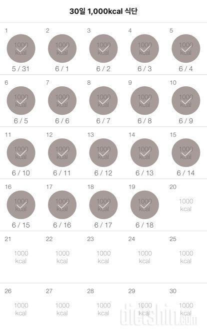 30일 1,000kcal 식단 19일차 성공!