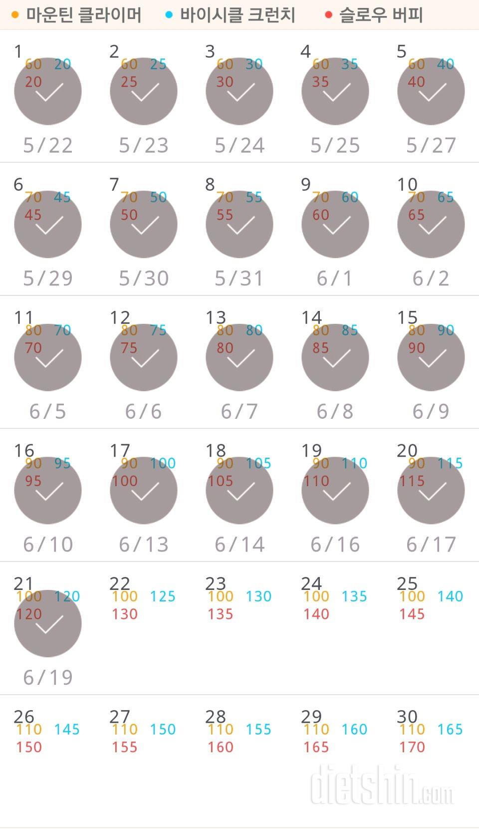 30일 유산소 운동 21일차 성공!