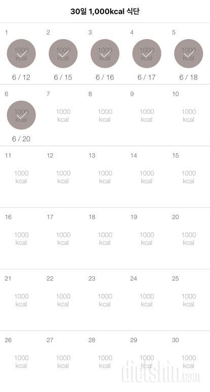 30일 1,000kcal 식단 6일차 성공!