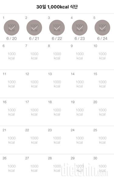 30일 1,000kcal 식단 5일차 성공!