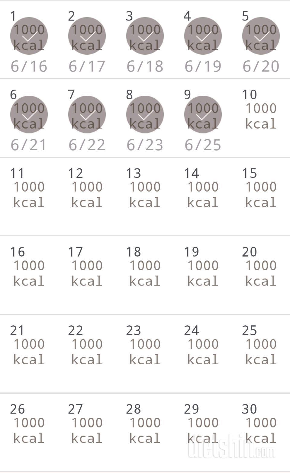 30일 1,000kcal 식단 9일차 성공!