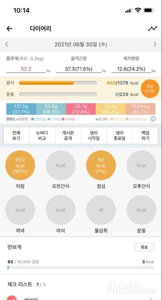 30일 야식끊기 6일차 성공!