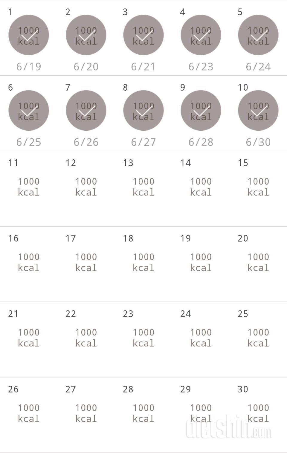 30일 1,000kcal 식단 10일차 성공!