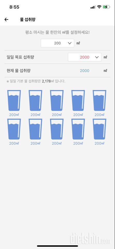 30일 하루 2L 물마시기 1일차 성공!