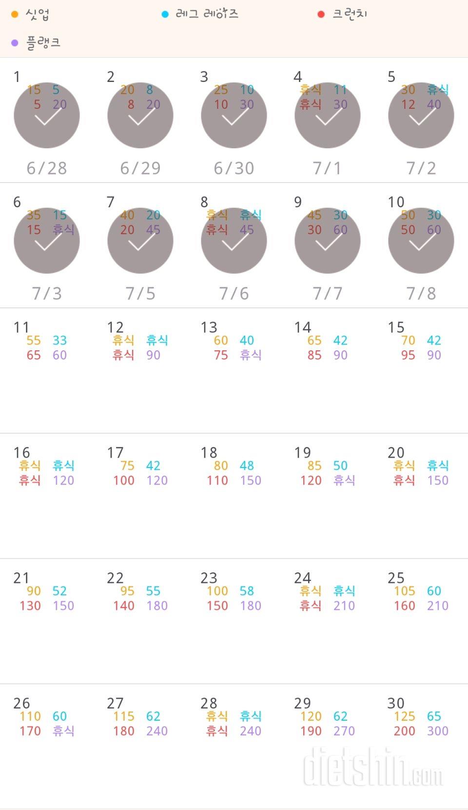 30일 복근 만들기 40일차 성공!