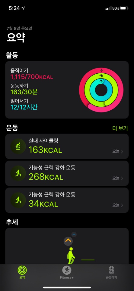 07월 08일(운동 1115kcal)