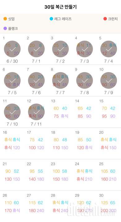 30일 복근 만들기 12일차 성공!