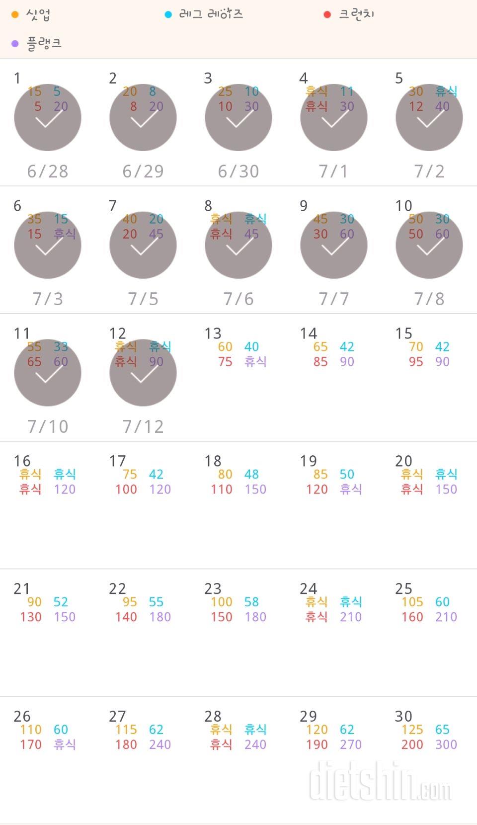 30일 복근 만들기 42일차 성공!