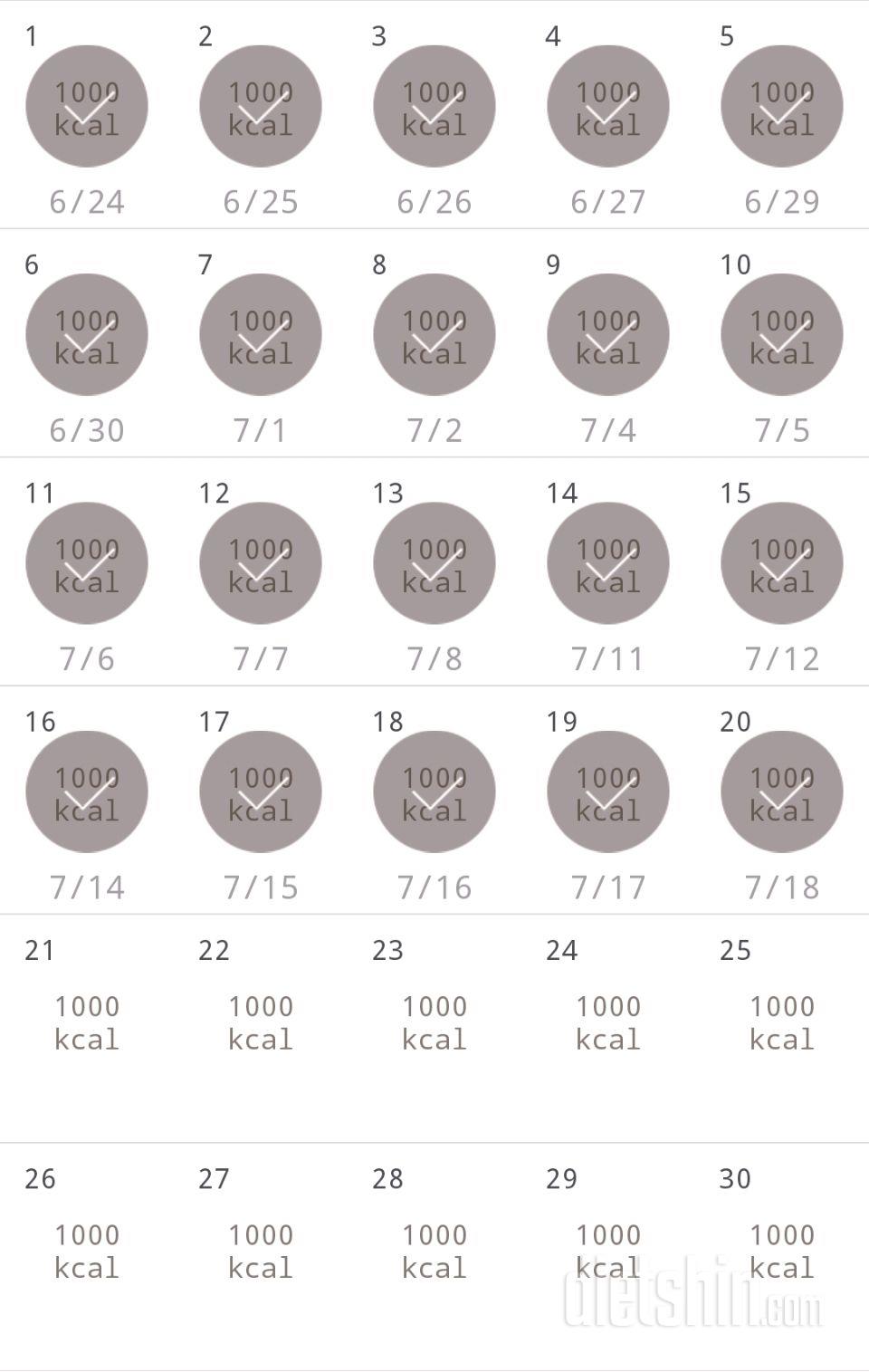 30일 1,000kcal 식단 20일차 성공!