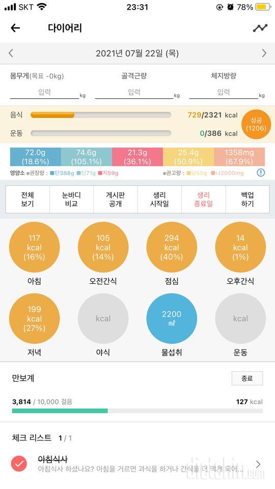 30일 밀가루 끊기 45일차 성공!