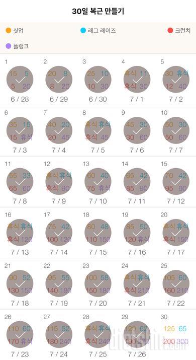 30일 복근 만들기 29일차 성공!