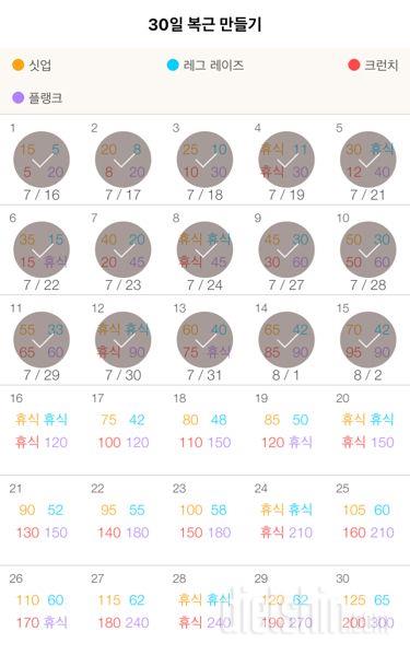 30일 복근 만들기 15일차 성공!