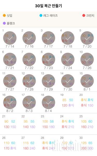 30일 복근 만들기 18일차 성공!