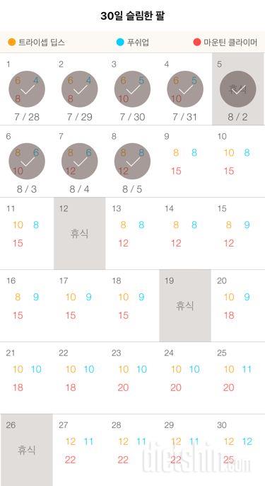 30일 슬림한 팔 8일차 성공!