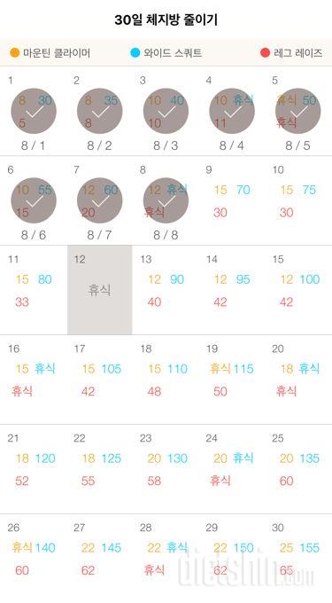 30일 체지방 줄이기 8일차 성공!