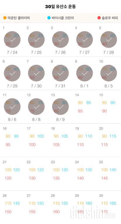 30일 유산소 운동 13일차 성공!