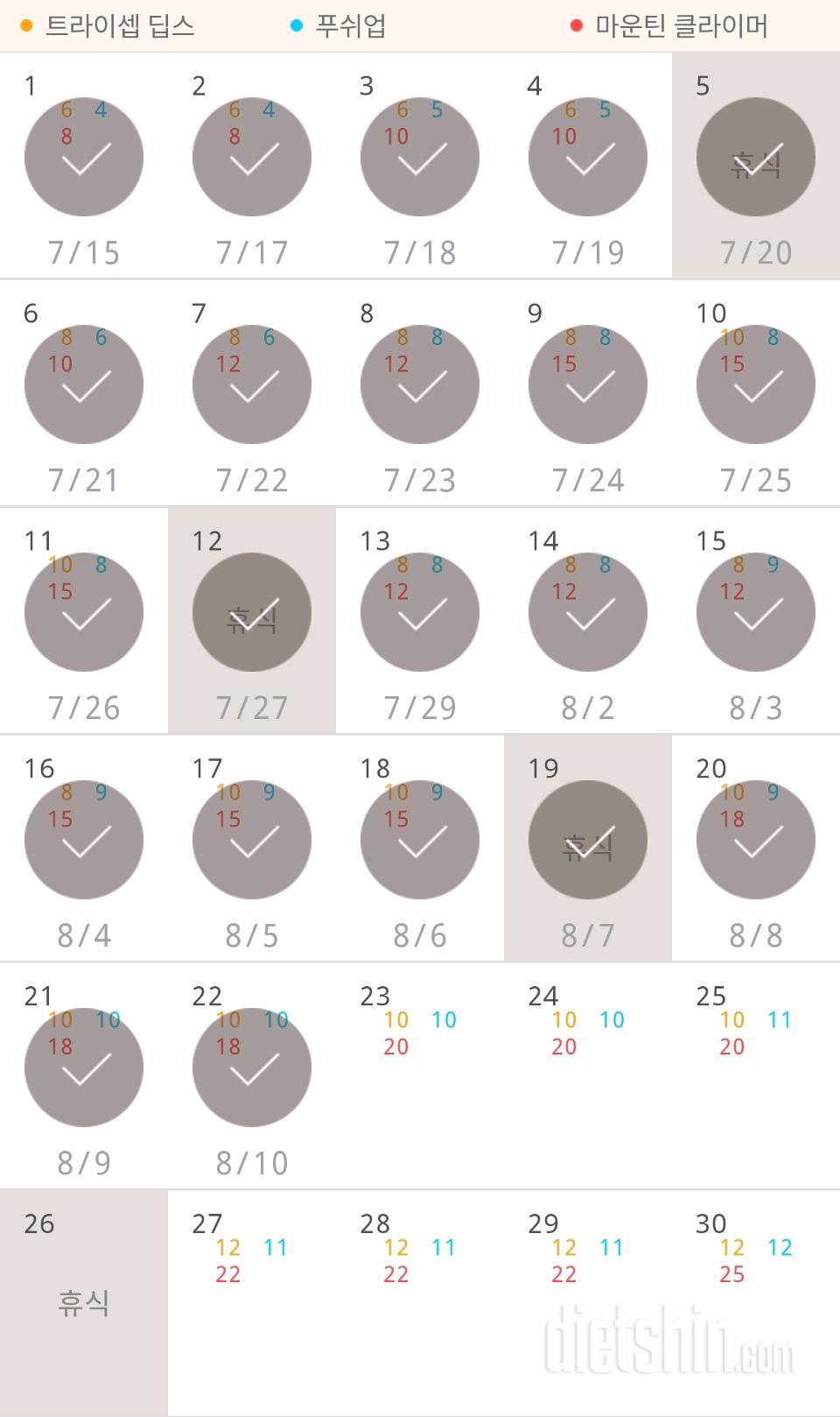 30일 슬림한 팔 22일차 성공!