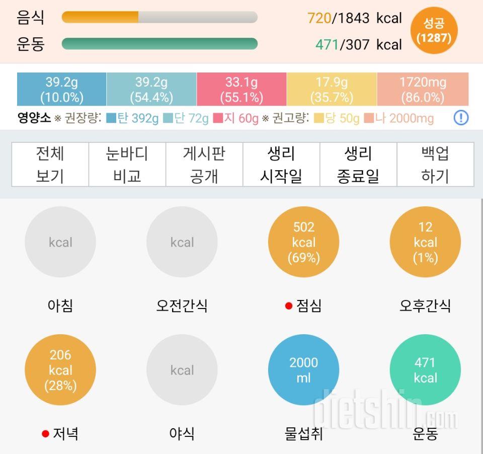 30일 1,000kcal 식단 39일차 성공!