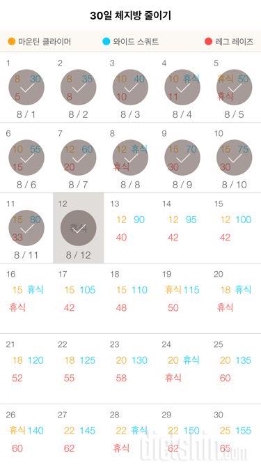 30일 체지방 줄이기 12일차 성공!