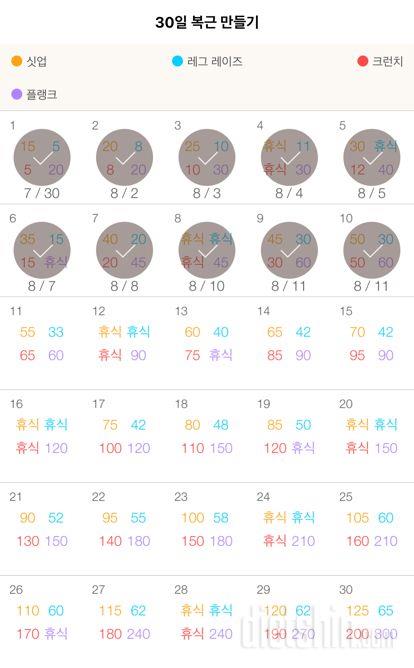 30일 복근 만들기 10일차 성공!